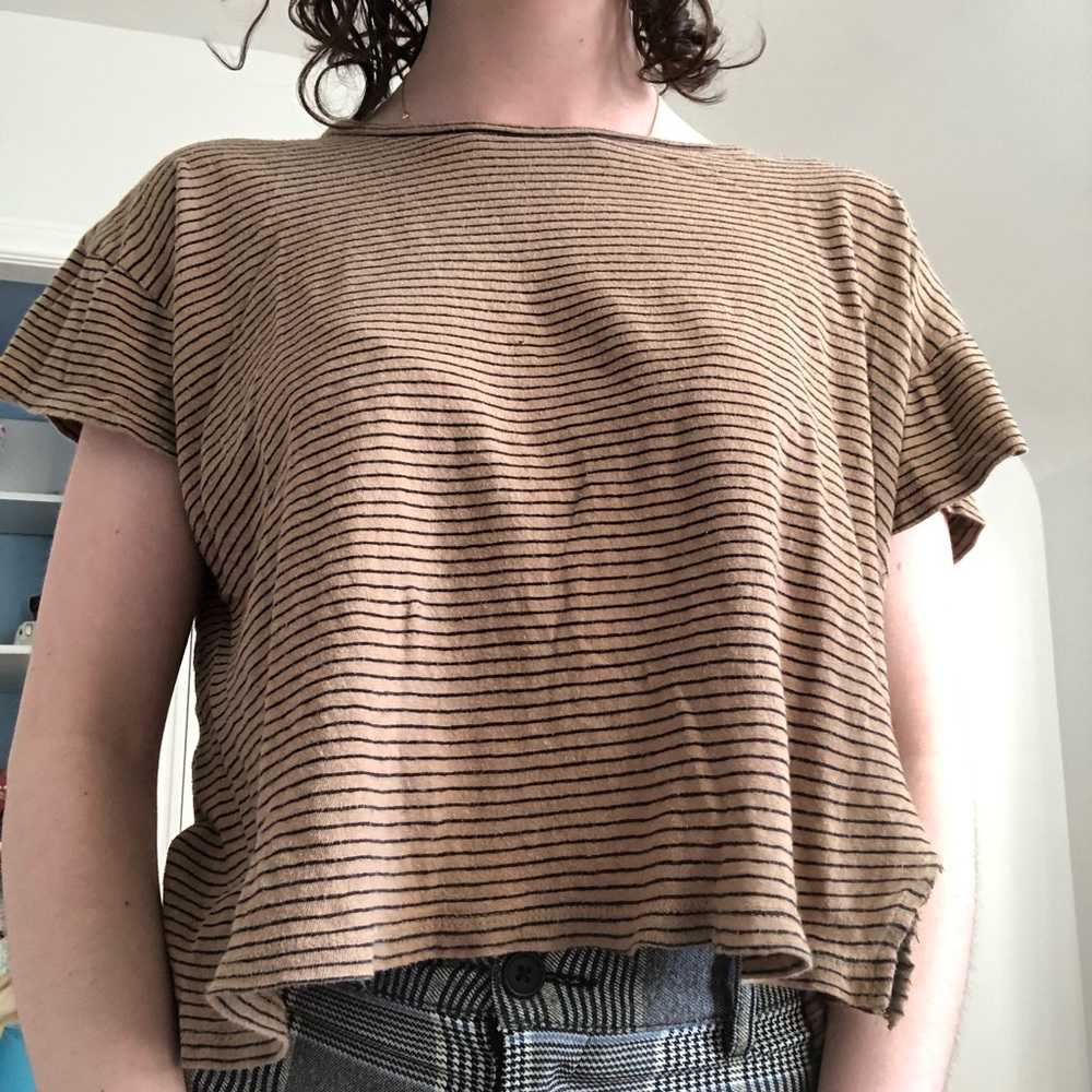 Brown and Black Horizontal Stripe Tee